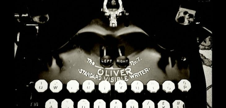 image of typewriter for all transcripts from unbridled expression with Kymberlee della Luce